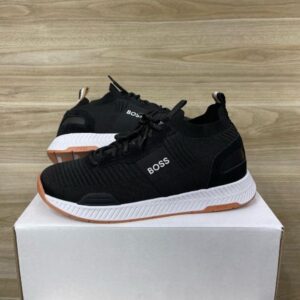 TÊNIS HUGO BOSS TITANIUM Preto Branco Solado Bege.